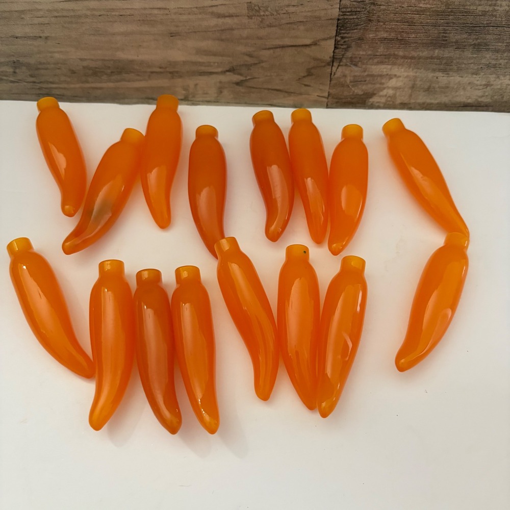 Vintage Orange Plastic Chili Pepper Light Covers Charms Lot of 16 Replacement